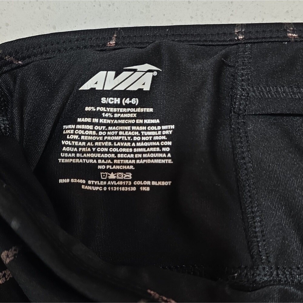 Avia Women's Black Pink Abstract Print Pull-On Active Leggings Size S - Picture 6 of 8